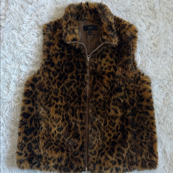 J. Crew Animal Print Faux Fur Vest - Picture 6 of 6